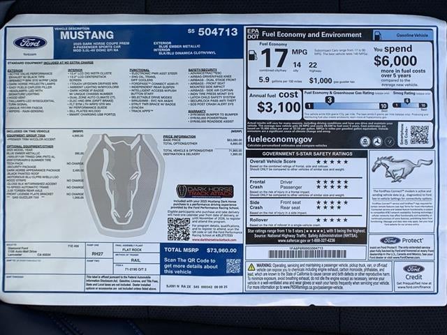 2025 Ford Mustang Dark Horse Fastback