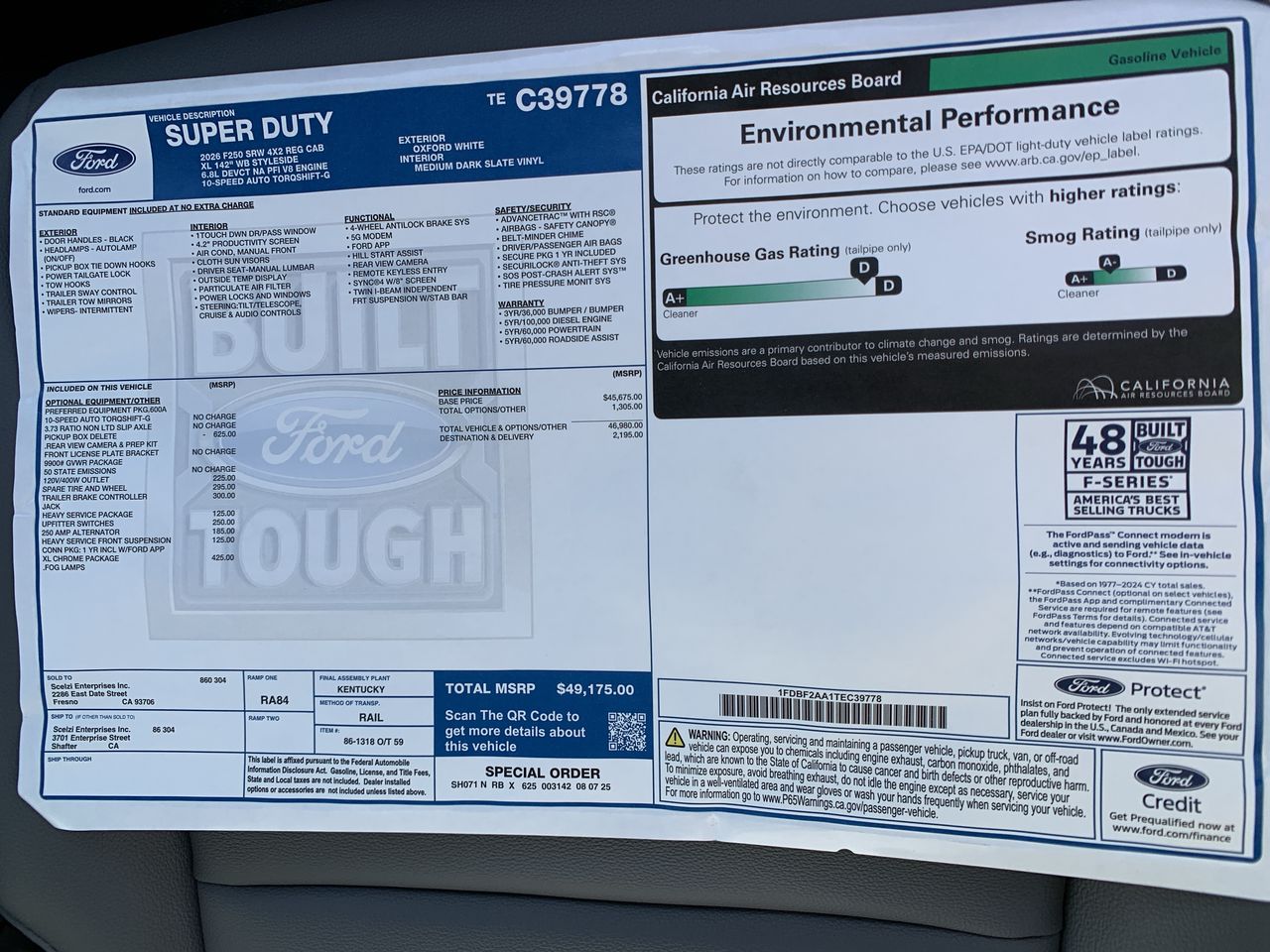 2026 Ford Super Duty F-250 SRW XL 2WD Reg Cab 8' Box