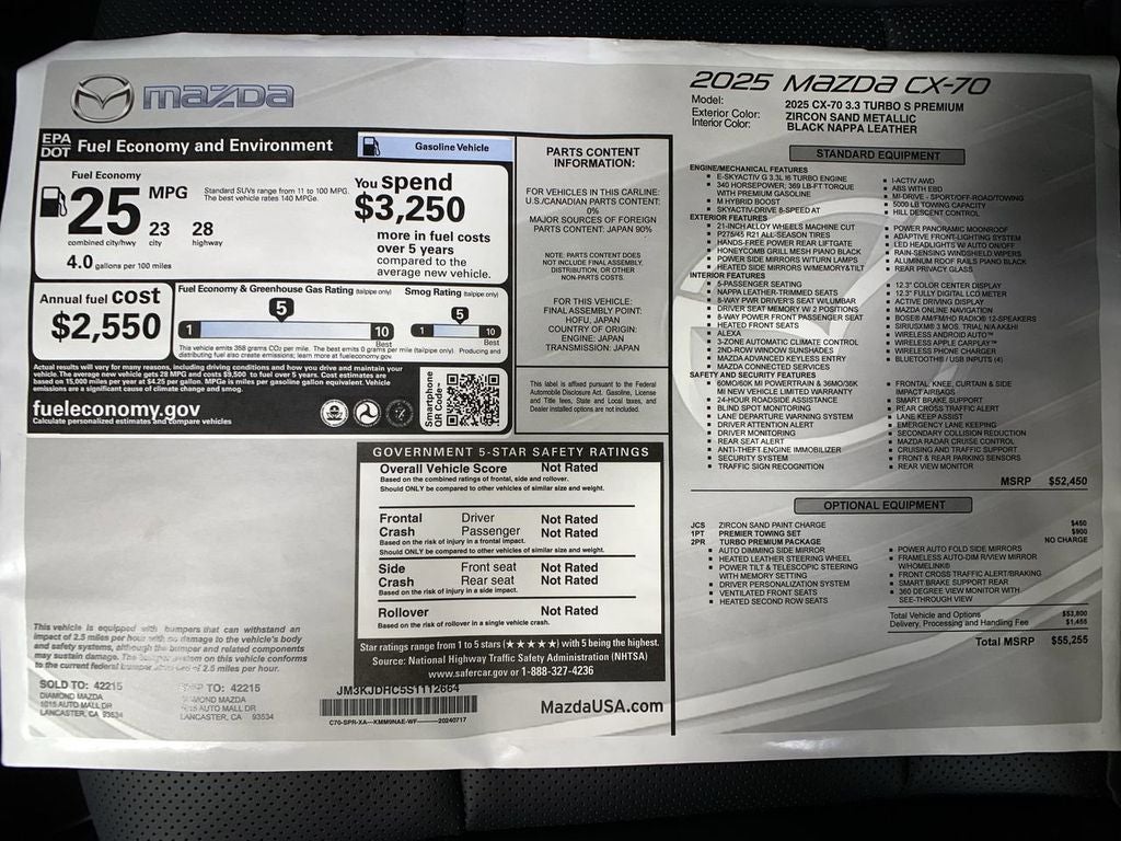 2025 Mazda Mazda CX-70 3.3 Turbo S Premium