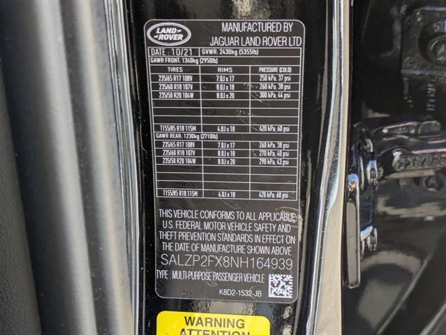 2022 Land Rover Range Rover Evoque P250 SE