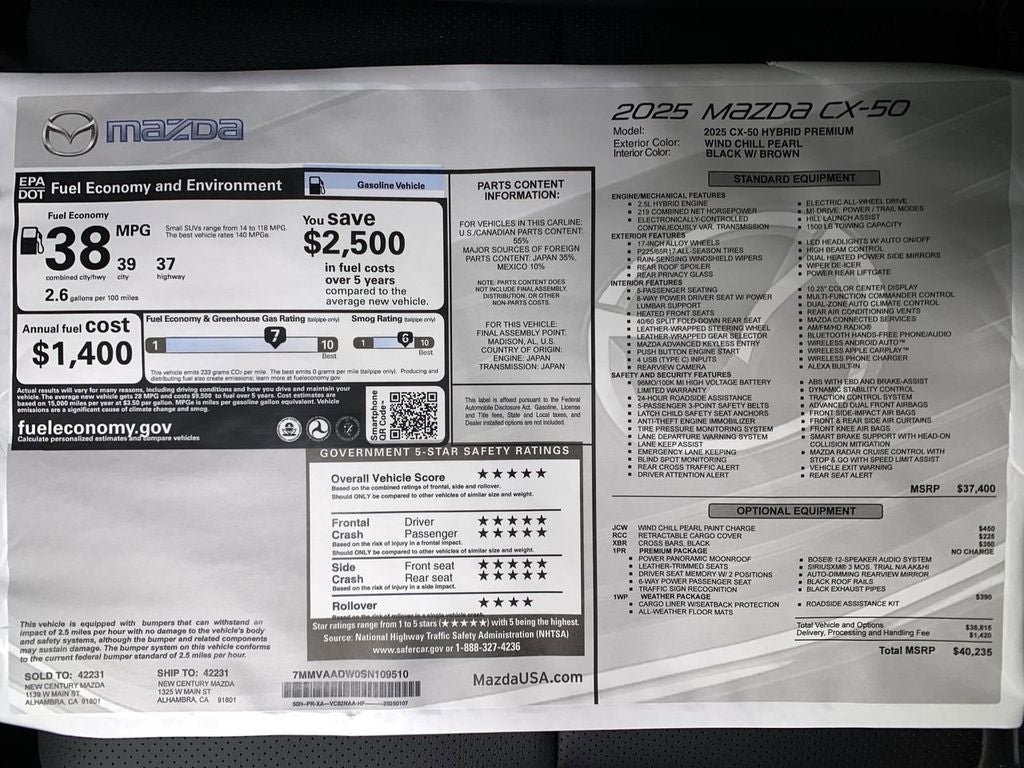 2025 Mazda Mazda CX-50 Hybrid Premium