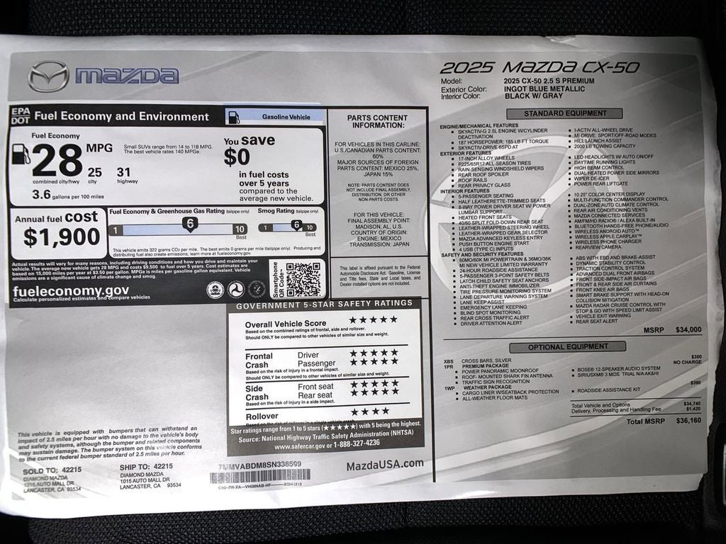 2025 Mazda Mazda CX-50 2.5 S Premium Package