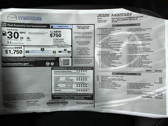 2025 Mazda Mazda3 Hatchback 2.5 S Premium