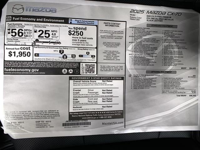 2025 Mazda Mazda CX-70 PHEV Plug-In Hybrid Premium AWD