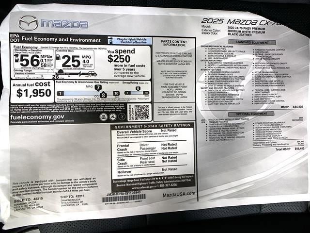 2025 Mazda Mazda CX-70 PHEV Plug-In Hybrid Premium AWD