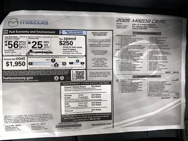 2025 Mazda Mazda CX-70 PHEV Plug-In Hybrid Premium AWD