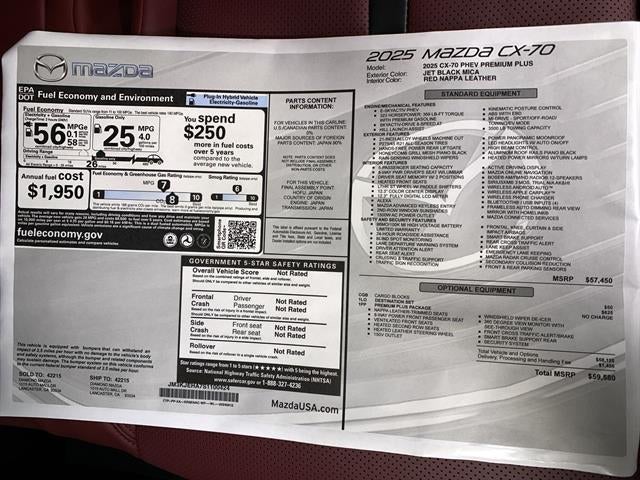 2025 Mazda Mazda CX-70 Plug-In Hybrid Premium Plus AWD