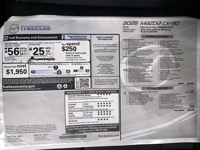 2025 Mazda Mazda CX-90 PHEV Plug-In Hybrid Premium Sport AWD